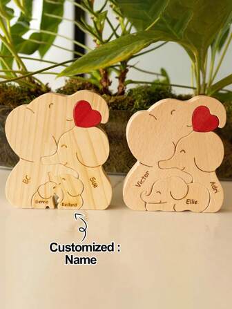 Personalized Elephant Family Name Puzzle - Mother's Day Gift - Family Christmas Gift - Customized Family Puzzle - For Family Of Four - Wife Christmas Gift