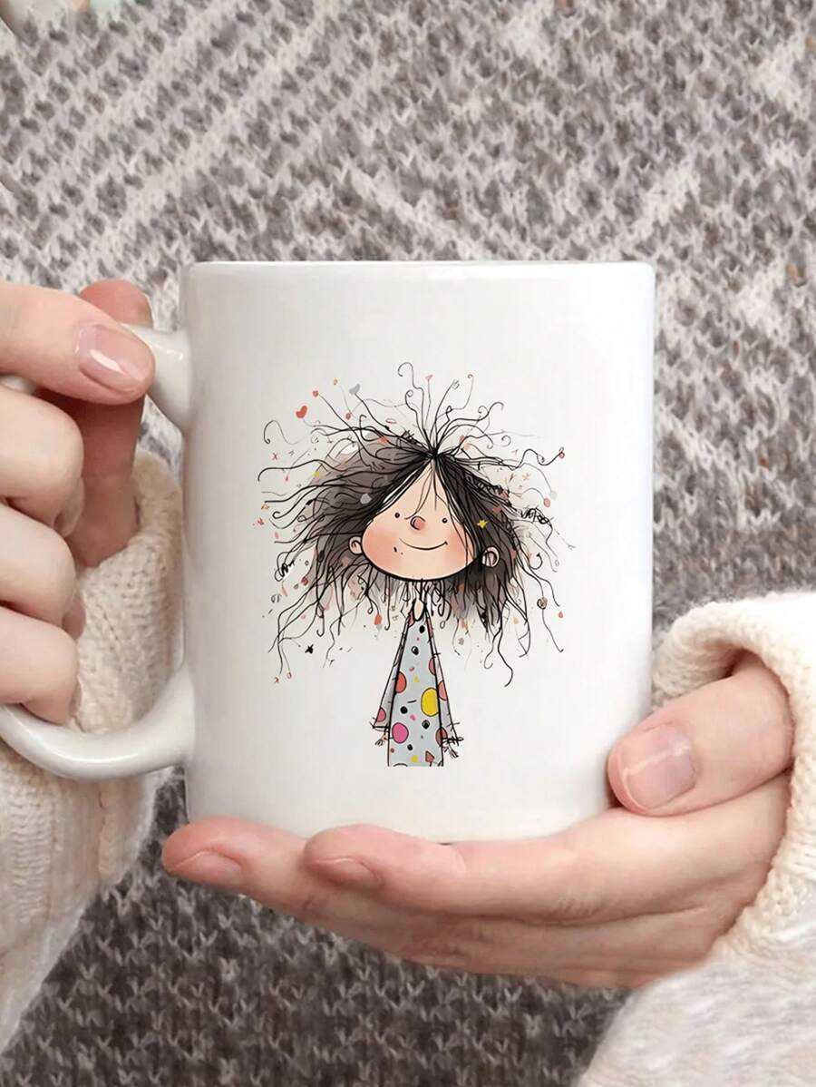 1pc, 11oz Funny Girl Painting Water Cups Coffee Mug - Kitchen & Dining Decorative Mug For Summer Winter Drinkware, Home Office Room Decor, Unique Party Gift For Valentine's Day Birthday,Reusable, Holiday Gifts, Thanksgiving Gifts, Christmas Gifts,New Year,Funny Novelty,New Year, Water Cup,Drinking Utensils,Valentines Day Gifts Back To School