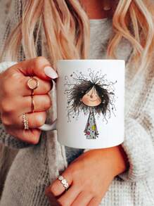 1pc, 11oz Funny Girl Painting Water Cups Coffee Mug - Kitchen & Dining Decorative Mug For Summer Winter Drinkware, Home Office Room Decor, Unique Party Gift For Valentine's Day Birthday,Reusable, Holiday Gifts, Thanksgiving Gifts, Christmas Gifts,New Year,Funny Novelty,New Year, Water Cup,Drinking Utensils,Valentines Day Gifts Back To School