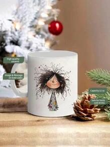 1pc, 11oz Funny Girl Painting Water Cups Coffee Mug - Kitchen & Dining Decorative Mug For Summer Winter Drinkware, Home Office Room Decor, Unique Party Gift For Valentine's Day Birthday,Reusable, Holiday Gifts, Thanksgiving Gifts, Christmas Gifts,New Year,Funny Novelty,New Year, Water Cup,Drinking Utensils,Valentines Day Gifts Back To School