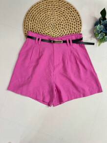 Marrant Shorts With Belt And Pocket High Waist - 粉色 - 查看 4
