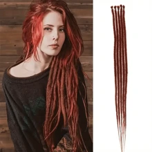 24 英寸薄 0.6 厘米合成辫子接发 - 适合雷鬼、嘻哈、万圣节和圣诞节的钩针接发 - 柔软、手工制作、5 股辫子接发，适合发型设计