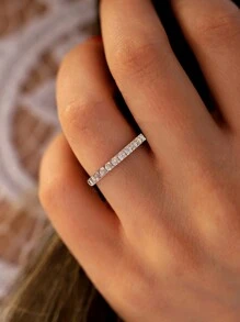 1 Pièce Moissanite Rhinestone Bague De Fiançailles Bague De Mariage Pour Femmes S925 Bague De Promesse En Argent Sterling Bague D'éternité Anniversaire Bijoux De Luxe Cadeau Bijoux De Mariée