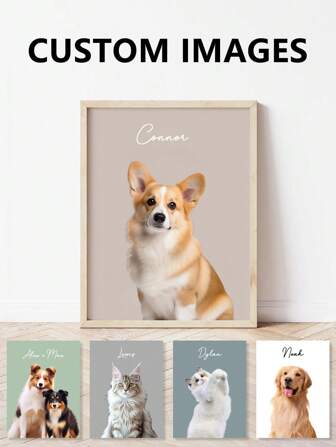 1pc Customized Unframed Pet Portrait Painting, Personalized Canvas Art Using Pet Photo, Pet Lover Gift, Personalized Gift, Valentine's Day Gift For Her, Gift For Him, Customized Dog Birthday Christmas Gift, Gift For Mom