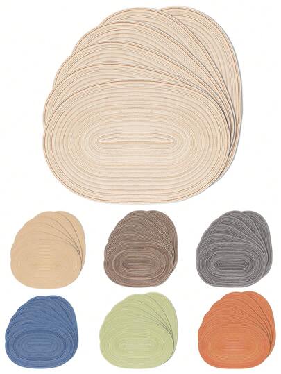 1 件/4 件/6 件 18 英寸 X12 英寸椭圆形编织餐垫，可洗防滑隔热桌垫，适用于家庭、餐桌、节日聚会