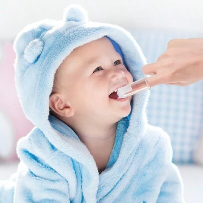 婴儿指套刷，柔软硅胶指套牙刷，舌头清洁器，适用于婴儿沐浴护理，温和