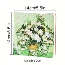 1pc Van Gogh Painting Stamp Blank Notebook Organizer, Spiral Bound And Portable, Floral Designs With Rose, Sunflower, Plum Blossom, Landscape Patterns, Creative Gift, Festival Accessory, Party Supply, School Supplies,Back To School