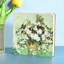 1pc Van Gogh Painting Stamp Blank Notebook Organizer, Spiral Bound And Portable, Floral Designs With Rose, Sunflower, Plum Blossom, Landscape Patterns, Creative Gift, Festival Accessory, Party Supply, School Supplies,Back To School
