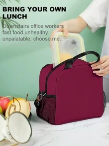 1pc Customized Insulated Lunch Bag, Thick Thermal Lunch Box Bag - Purple - View 4