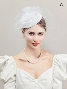 HITYfascinator 1pc Elegant Bowknot Fascinator, Polyester Fiber Hair Clip, Suitable For Party, Palace Style All Seasons