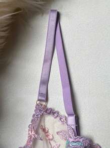 مجموعة صدرية مطرزة باللون البنفسجي رومانسية للخروج - الأرجواني - مشاهدة 3