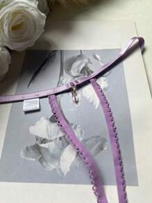 مجموعة صدرية مطرزة باللون البنفسجي رومانسية للخروج - الأرجواني - مشاهدة 6