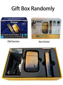 Kemei Conjunto de cortadora de pelo y afeitadora eléctrica Kemei Marca KM-2131 para uso doméstico de hombres, recargable por USB, máquina de cortar el cabello inalámbrica, afeitadora de barba, regalo de cumpleaños para hombres