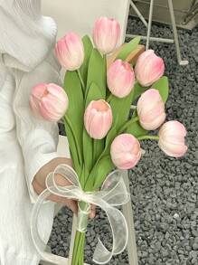 10 Stück Premium künstliche Blumen, Echte Berührung Tulpen Strauß oder blaue Rose, künstliche Blumen für Hochzeit, Zimmer, Zuhause, Hotel, Party, Valentinstag, Neujahrsgeschenke
