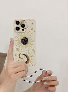 1 个白色 TPU 太阳和月亮图腾图案防震手机壳和 1 个白色眼带，适用于 Apple/配套手机壳/带挂绳的手机壳/腕带手机壳/趣味手机壳/Android 手机///OPPO/Galaxy A51 4G/Galaxy A52/A52s 5G/Galaxy S23 Ultra/Galaxy A13 4G/Galaxy A12/Galaxy S22 Ultra/OPPO A54 防水防摔防刮 - 彩色 - 查看 3