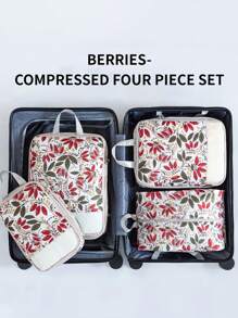 4 件套旅行收纳袋套装，压缩数码和化妆品收纳袋，衣服和鞋子收纳袋