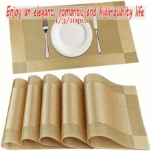 1/3/10 peças de jogos americanos estilo escandinavo resistentes ao calor, à prova d'água e à prova de óleo, jogos americanos antiderrapantes com listras duplas estilo restaurante ocidental, bases para copos de isolamento térmico de estilo europeu de estrutura única e fácil de limpar