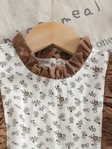 Robe élégante sans manches à fleurs dispersées pour jeune fille, printemps/été