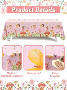 1 Stück Tischdecke mit Blumen-Feenmuster, 220*130cm, einweg, Blumenthema Partyzubehör, Geburtstagsdekoration, Blumen-Feenparty Dekoration, Geschlechteroffenbarungsparty Dekoration