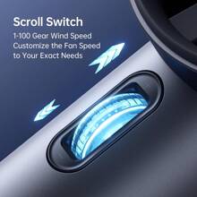 JISULIFE Portable Fan, Speed (1-100) Adjustable Turbo Mini Fan, 3600mAh Battery Rechargeable Fan, Digital Display, Women Men Travelling/Camping/Outdoor/Summer Gift - 藍色 - 查看 5