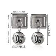 1pc Stainless Steel 9mm Watch Module Pendant Twelve Constellations Dripping Oil Series DIY Bracelet Module Bracelet Assembly Decorative Module Connector Watch Block Elastic Bracelet Assembly Accessories