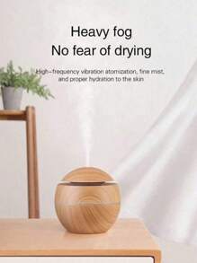 USB Powered Mist Humidifier, Circular Wood Grain Creative Humidifier, Compact Home & Car Portable Moisturizing Device, Valentine's Day Gift