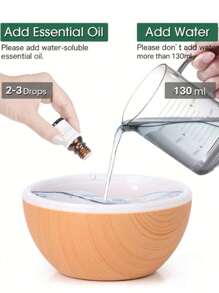 USB Humidifier Set (Includes 2 Bottles Of Essential Oils), Wooden Grain Creative Humidifier, Essential Oils Add Fragrance, Valentine's Day Gift