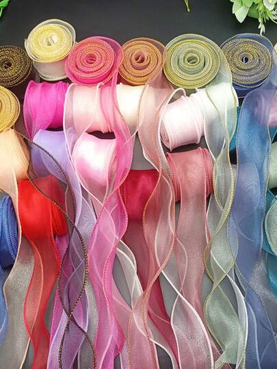 10 metri di nastro in organza semi-trasparente con bordo arrotolato, per incartare, decorare San Valentino, matrimoni, compleanni, utilizzato per avvolgere profumo di fiori, decorazione di torte, matrimoni, fiocchi e nastri di raso per ornamenti, utilizzato per decorazioni per feste, decorazioni per matrimoni, scatole regalo, fiocchi, decorazioni per festival