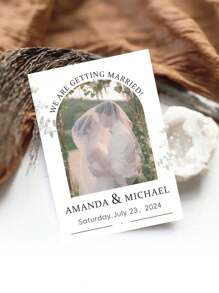1 pieza Tarjeta de boda personalizable y personalizadoe, tarjeta de felicitaciones para recién casados, tarjeta de regalo de boda, agrega foto, agrega nombres, agrega fecha, viene con 2 opciones de sobres de color, decoración del Día de San Valentín, boda, recuerdos de fiesta de San Valentín, recuerdos de fiesta de Galentín