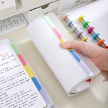 80 Sheets/160 Pages Thicker PP Cover Mushroom Button Loose Leaf Notebook, 5 Color Divider Pages, 100g Thick Paper, Suitable For Note Taking, Diary, Recording, Textbooks,School Supplies,Back To School - Multicolor - View 10