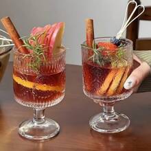 4 件/2 件复古设计向日葵浮雕冰淇淋杯、甜点果汁杯、咖啡布丁杯、饮料高脚杯 - 彩色 - 查看 1