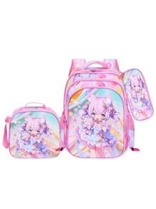 3 In 1 Kit Kids Backpack 3D PU School Bag Set Cute Cartoon Baby Girls - Enviar Aleatoriament - View 4