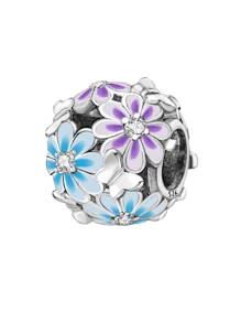 1Pc Christmas 925 Sterling Silver Colourful Flowers Series Charm Bead Fit Bracelets Bangles DIY Jewelry Making And Daily Outfit Matching Jewelry Decoration For Girls/Women School Supplies For Students