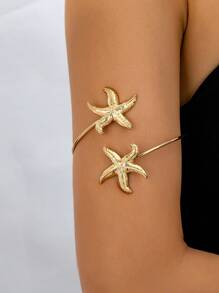 1 pieza Brazalete de color dorado con forma de estrella de mar de verano para mujer, joyería de playa, joyería para fiesta en la piscina