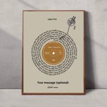 定制歌词帆布海报、歌词壁画、黑胶唱片、音乐礼品、第一支舞、婚礼歌词印刷品适用于家居壁挂装饰（无框架）