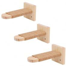 Wooden Cat Wall Steps, Cat Ladder With Jute Rope, Cat Wall Shelves For Cats To Play, Climb, Space Saving - Brown - View 9