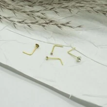 6 件装 925 纯银穿孔鼻钉/耳钉，圆形 1.5 毫米/2.0 毫米/2.5 毫米/3.0 毫米 CZ 鼻钉 - 金色 - 查看 4