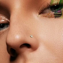 6 件装 925 纯银穿孔鼻钉/耳钉，圆形 1.5 毫米/2.0 毫米/2.5 毫米/3.0 毫米 CZ 鼻钉 - 金色 - 查看 5