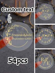 54/108/270/540 件个性化透明标签，带金箔细节，适用于婚礼和特殊活动，粘性时尚，可爱，色彩鲜艳，定制，个性化，独特，适合送给朋友、儿子、女儿、在校学生、工人、儿童学校、家庭、办公室的理想礼物