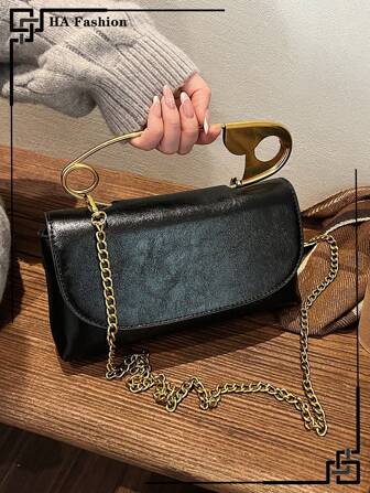 Retro Burgundy Red Shoulder Bag With Big Brooch Handbag, Burgundy Versatile Crossbody Bag For Women Daily Commute