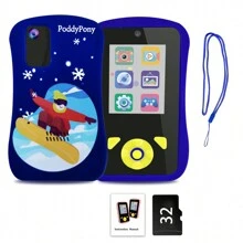 PoddyPony Educational And Outdoor Toys For 3-12 Years Boys And Girls Smart Phone Selfie Digital Kids Camera MP3 Music Player With Dual Camera 32G SD Card Include