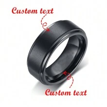 1pc Customized Personalized Laser Engraved Black Tungsten Steel Ring, Gift For Him, Personalized Ring,New Year Glamour - Style - View 12