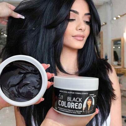 Máscara Tonalizante Preto Azulado Sem Amônia Resultado 100% Natural Máscara Tonalizante Black L&A Cosméticos 300g