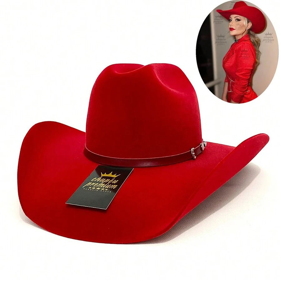 Country Hat For Men And Women, American Country Unisex, Traditional Band, Rodeo Party, Cowboy Show - 紅色 - 查看 1