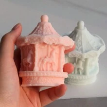 1pc Carousel Candle Silicone Mold, Handmade Soap Aromatherapy Plaster Molds, For DIY Ornaments Home Decoration Gift