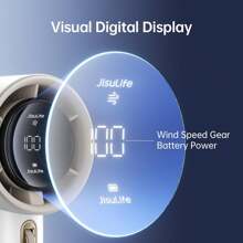 JISULIFE Portable Fan, Speed (1-100) Adjustable Turbo Mini Fan, 3600mAh Battery Rechargeable Fan, Digital Display, Women Men Travelling/Camping/Outdoor/Summer Gift - 白色 - 查看 4