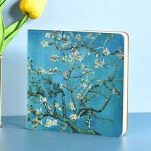 1pc Van Gogh Painting Stamp Blank Notebook Organizer, Spiral Bound And Portable, Floral Designs With Rose, Sunflower, Plum Blossom, Landscape Patterns, Creative Gift, Festival Accessory, Party Supply, School Supplies,Back To School