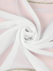 1pc Women's Black Scarf With Diamond Inlaid - White - View 3