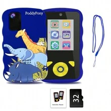 PoddyPony Educational And Outdoor Toys For 3-12 Years Boys And Girls Smart Phone Selfie Digital Kids Camera MP3 Music Player With Dual Camera 32G SD Card Include