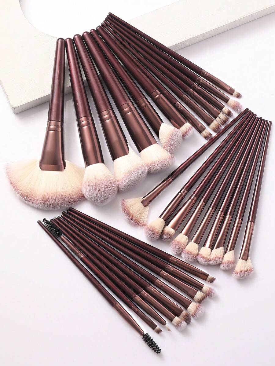 30pcs Makeup Brush Set, Including Powder Brush, Contour Brush, Blush Brush, Highlighter Brush, Eyeshadow Brush, Eyebrow Brush, Lash Brush, Eyeshadow Blending Brush, Etc. Soft Bristles, Portable, Ideal Travel Makeup Brush Set And Gift For Women And Girls. The Set Contains A Complete Range Of Makeup Brushes. - 彩色 - 查看 1